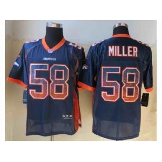 Nike Denver Broncos 58 Von Miller Blue Elite Drift Fashion NFL Jersey